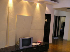 简约小户型客厅硅藻泥背景墙装修效果图