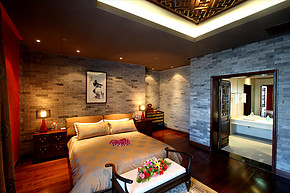 现代中式风格卧室装修图片