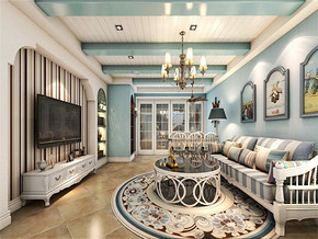 地中海风格小型客厅家庭装修效果图
