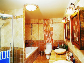 中式风格小型卫浴装修效果图