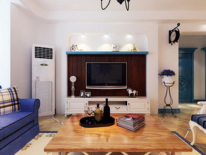地中海风格小客厅电视墙效果图