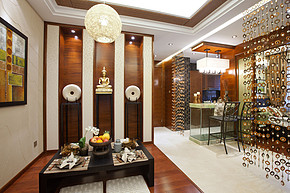 传统日式风格客厅背景墙图片