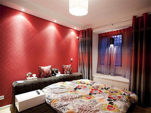 现代时尚小户型卧室背景墙装修效果图