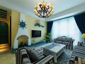 地中海风格最新流行客厅家居装修图片