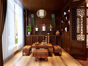 中式风格复式楼阳台榻榻米装修效果图