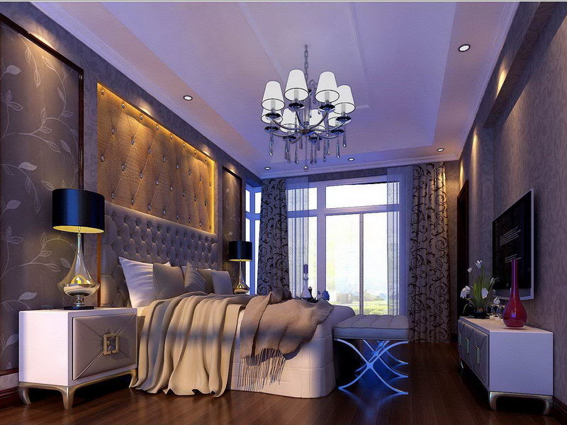 欧式风格样板房卧室效果图